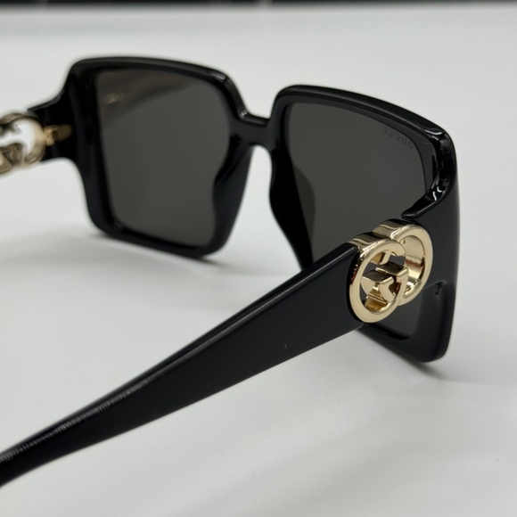 NEW GUCCI GG1692S 001 BLACK GREY SQUARE WOMEN GUCCI SUNGLASSES - Picture 8 of 12